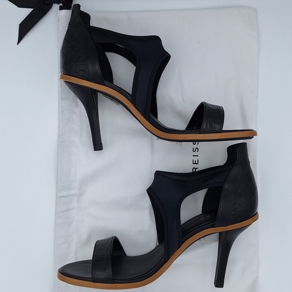 NEW Reiss Camille Embossed Leather & Neoprene Sandals - Picture 9 of 16